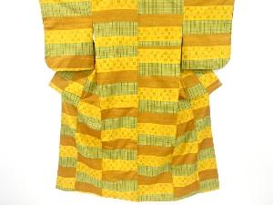 未使用品　横段に絣柄織出し手織り紬着物